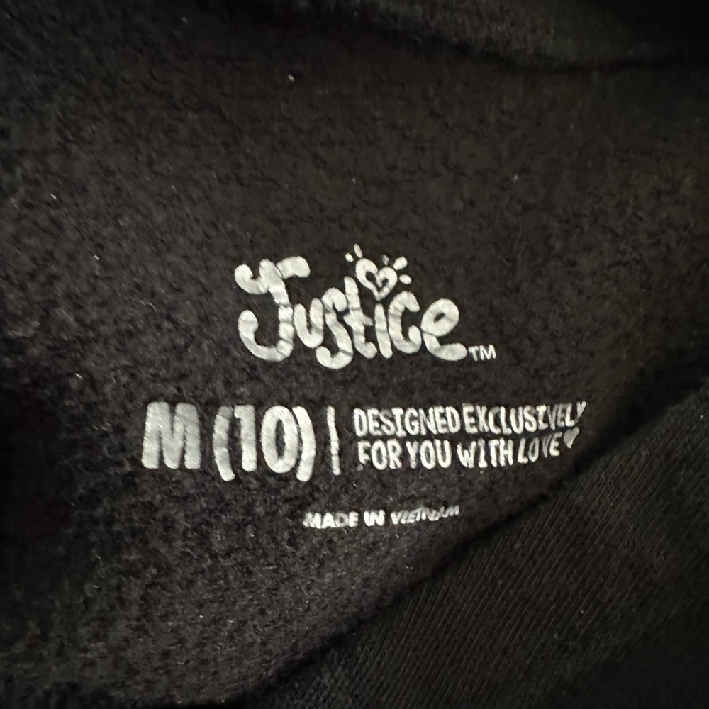 Justice “Live Love” Hoodie – Kids Medium – Black - Picture 4 of 4